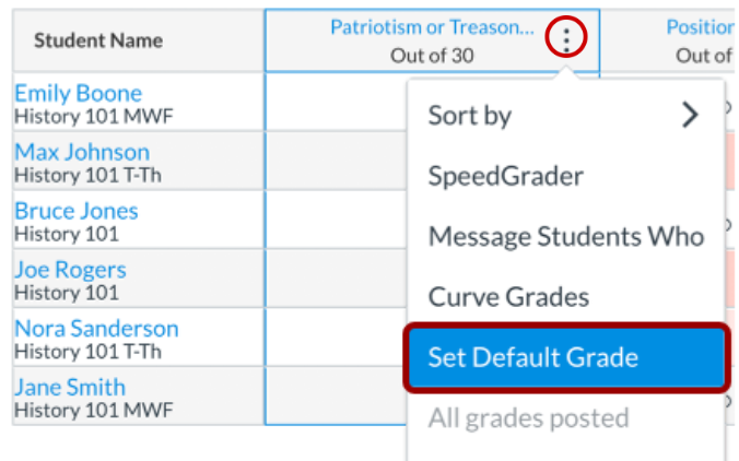 Set Default Grade Option