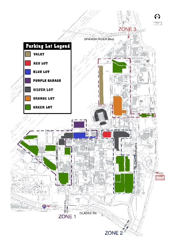 FAU Parking Boca Bowl Map